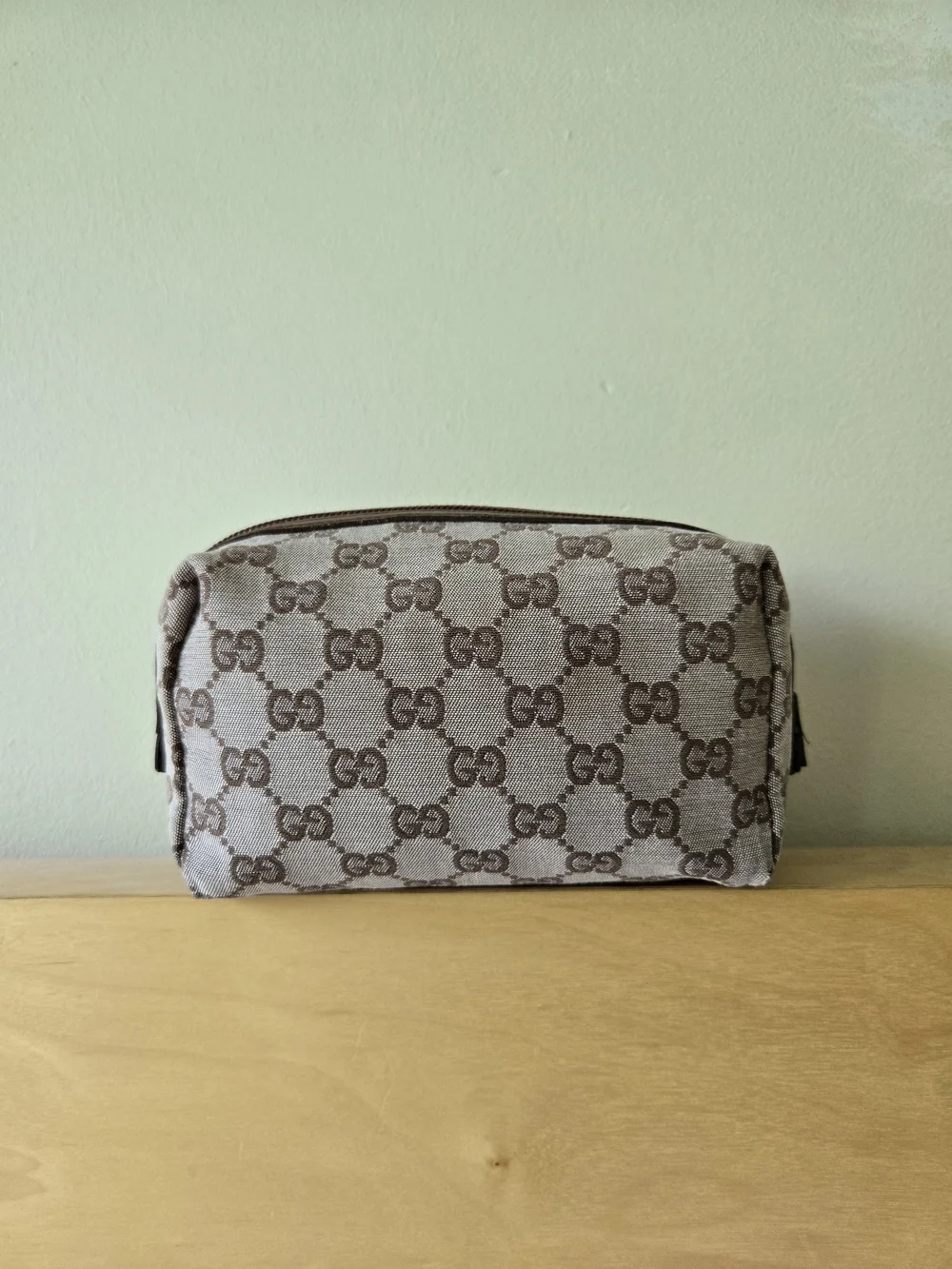RARE Vintage Gucci Pink GG Monogram Canvas Cosmetic Pouch Bag